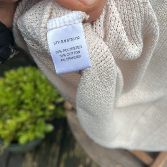 Sadie & Love laced drawstring v neck knit crop pullover sweater Ivory size Large - Picture 5 of 5